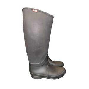 Hunter Black Rubber Tall Rain Boots Size 7M/8F
